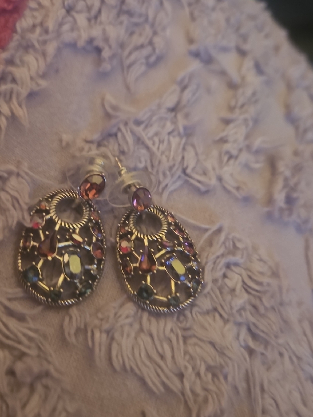 Brighton Purple and Multicolor Filigree Teardrop Earrings - Women Jewelry